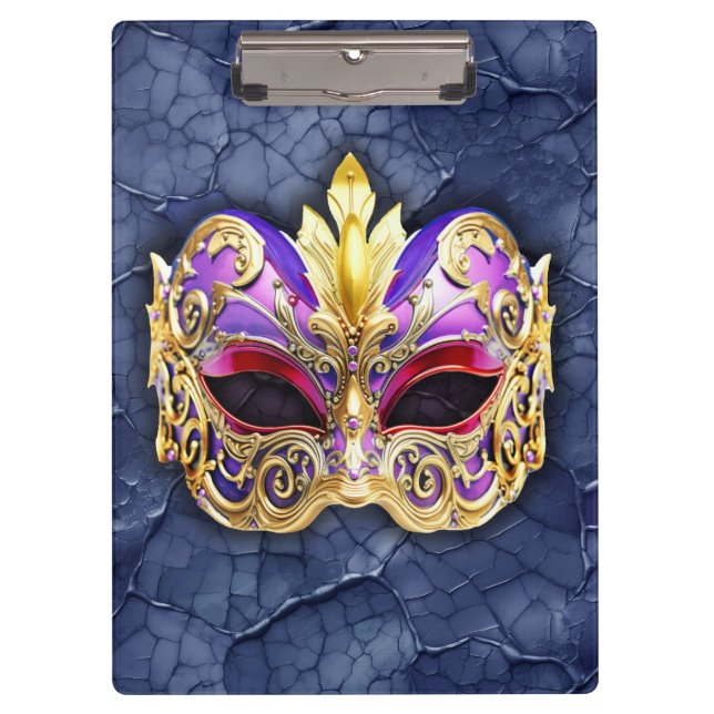 Pranchetas Máscara Veneziana Decorativa sobre Marinho Escuro  (Frente)