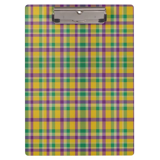 Pranchetas Medalha colorida Mardi Gras Gingham (Frente)