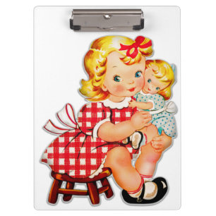 Pranchetas Menina retrô vintage boneca criança