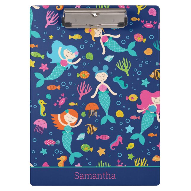 Pranchetas Meninas De Sereia Sob O Mar Personalizadas  (Frente)