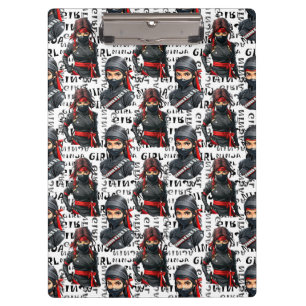 Pranchetas Meninas Ninja Anime Com Design De Padrão De Texto