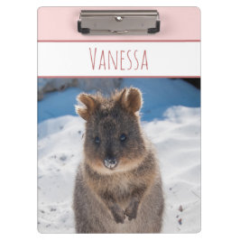 Pranchetas Meninas Rosa Nome Personalizado Quokka na Praia