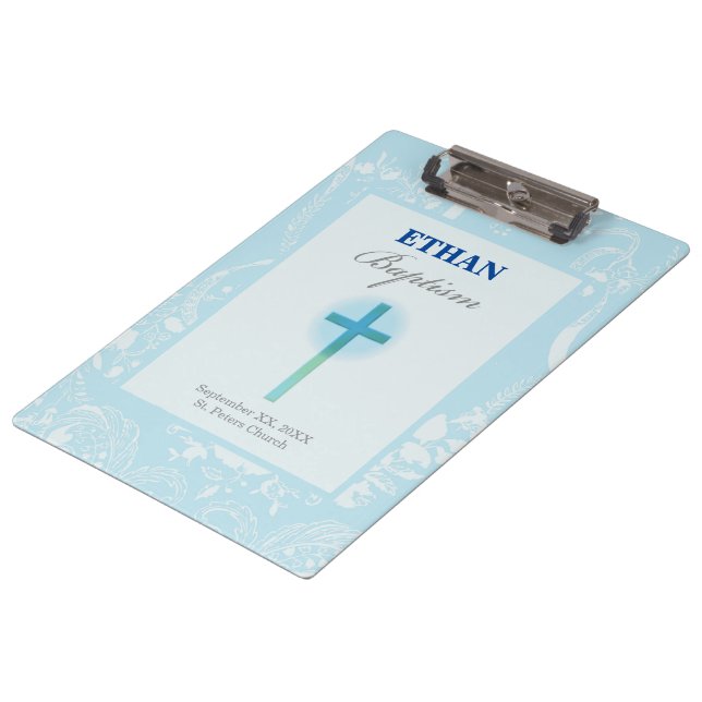 Pranchetas Menino de Renda Azul Batismo (Inclinado)