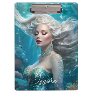 Pranchetas Mermaid Silver Hair Turquoise Ocean