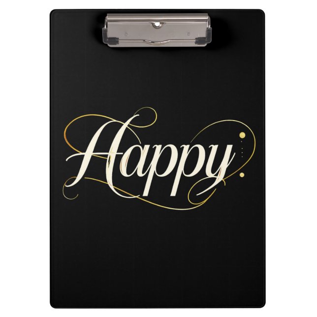 Pranchetas Minimalist Elegant Gold Happy Typography - Classy  (Frente)