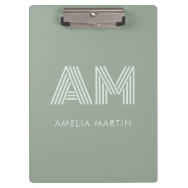 Pranchetas Minimalista Correspondência Verde de Sage Monogram