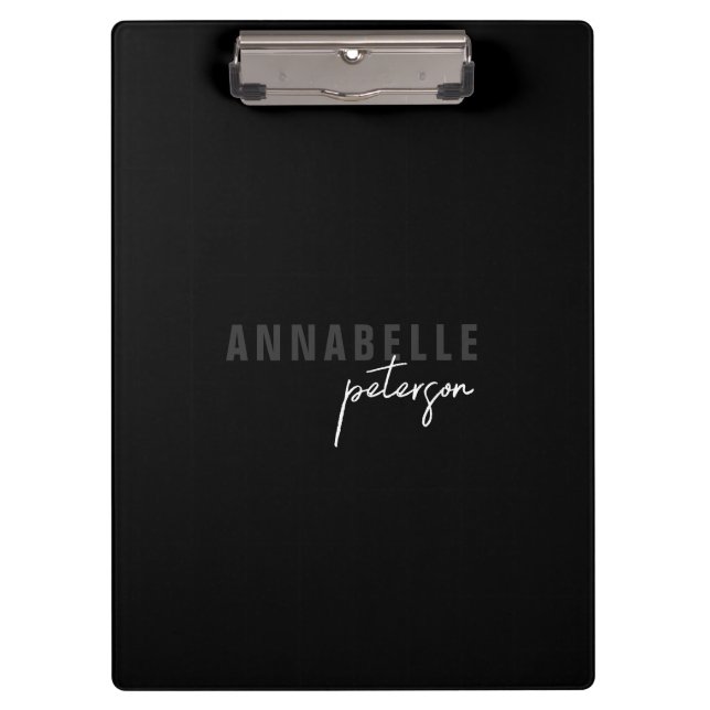 Pranchetas Minimalista preto profissional moderno e simples (Frente)