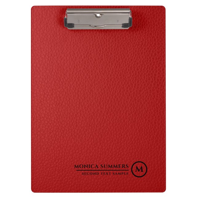 Pranchetas Minimalistic Red Leather Personalized Text (Frente)