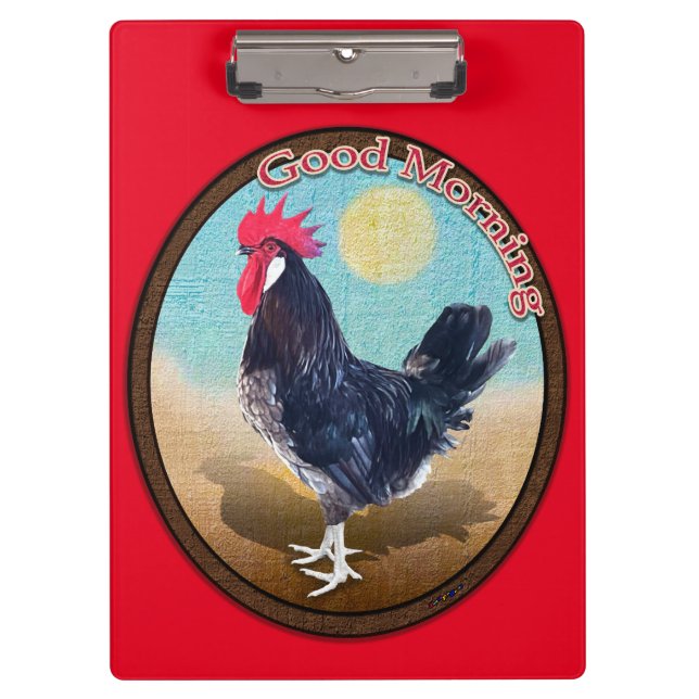Pranchetas Minorca Rooster Boa Manhã Vintage Oval (Frente)