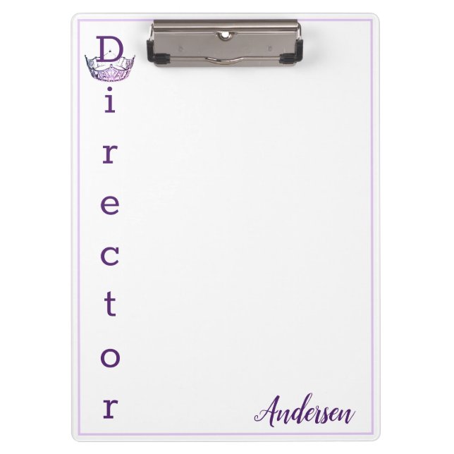 Pranchetas Miss América Crown Clipboard-Diretor (Frente)