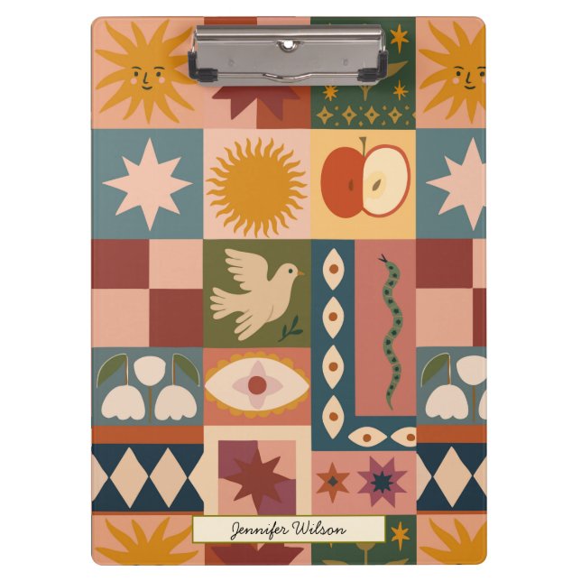 Pranchetas Mística de Patchwork Celestial da Boêmia Personali (Frente)