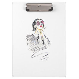 Pranchetas Moça Moda Moderna, Negra e Trendência Vermelha