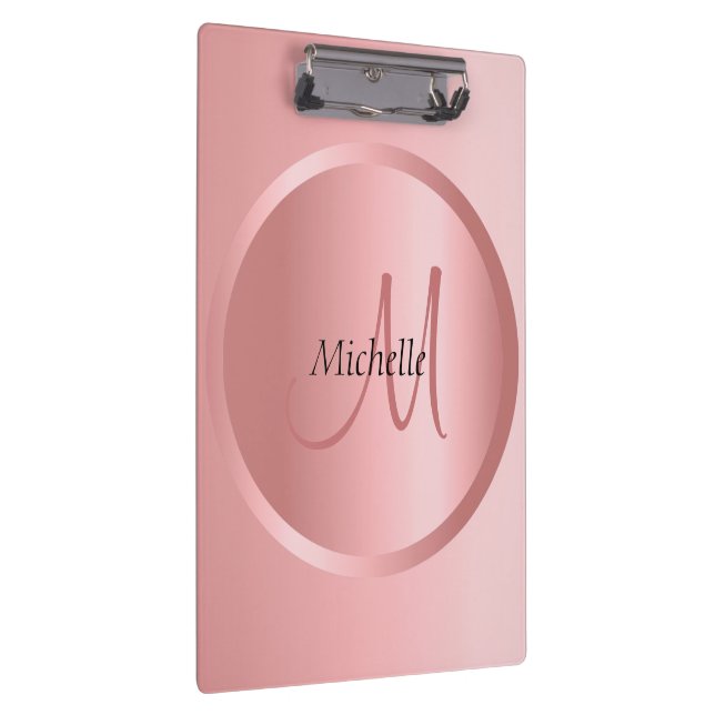 Pranchetas Modelo Elegante Moderno, Monograma, Dourado, rosa (Direita)