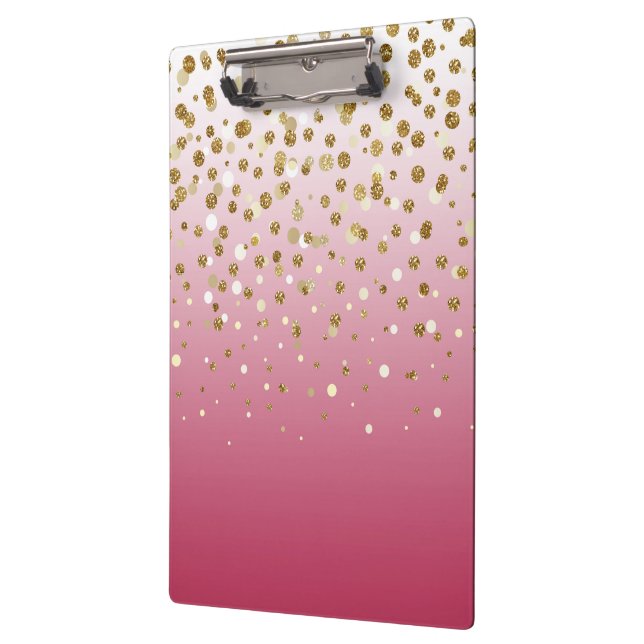 Pranchetas Modern Girly gold glitter confetti Pink Gradient (Esquerda)