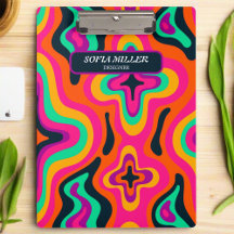 Modern Groovy Coloful Retro Rainbow Boho Abstrato