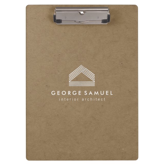 Pranchetas Modern Home Design | Abstract Logo on Wood Texture (Frente)