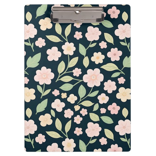 Pranchetas Modern Pink Wildflowers Pattern (Frente)
