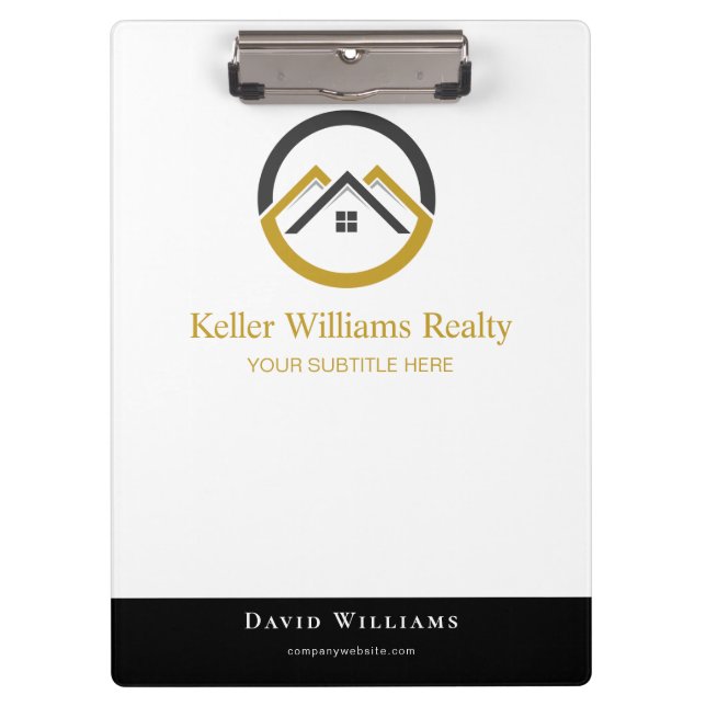 Pranchetas Modern Real Estate white and gold custom logo  (Frente)