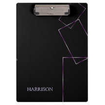 Moldura Geométrica Preta Lilás Caderno Personaliza