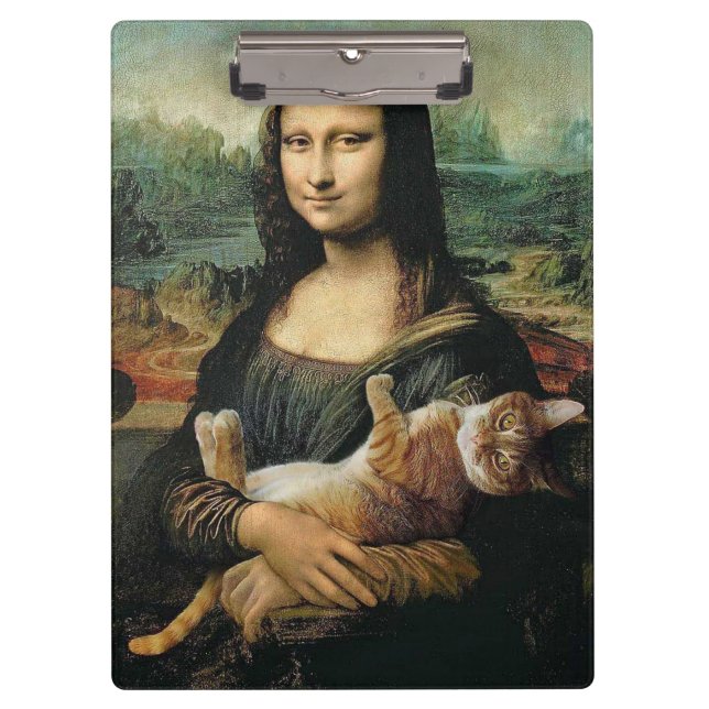 Pranchetas Mona Lisa segurando seu gato Leonardo da Vinci (Frente)