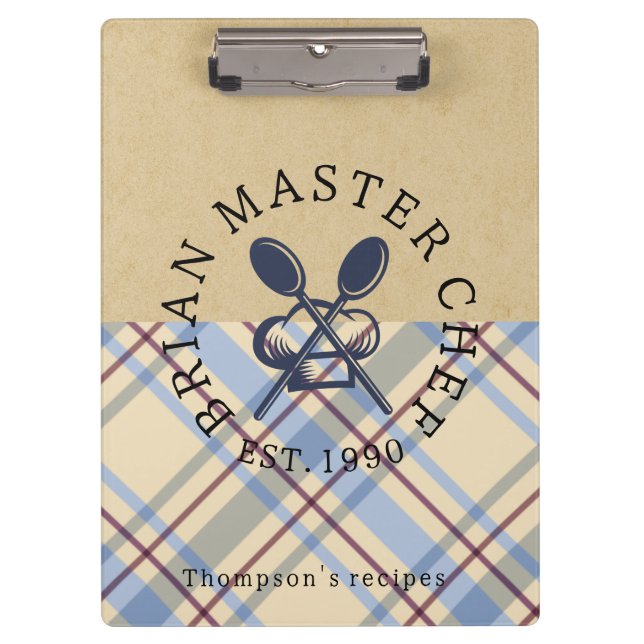 Pranchetas Monogram classic farmhouse style kraft paper Plaid (Frente)
