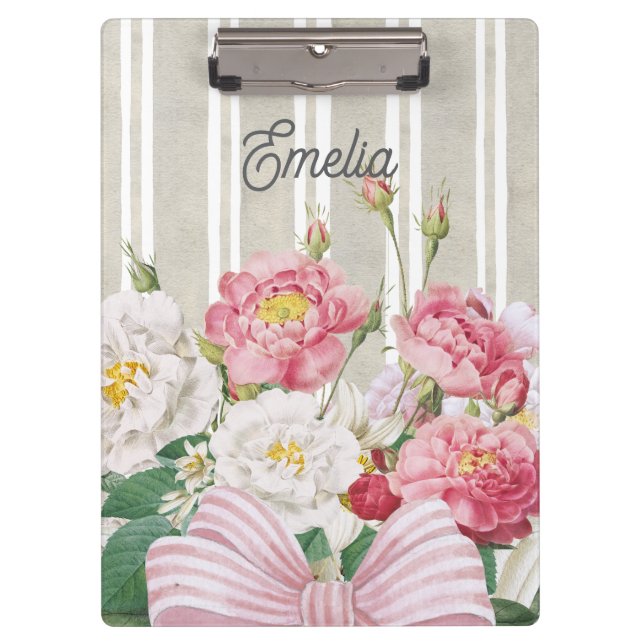 Pranchetas Monogram dusty cute stripes and floral retro art (Frente)