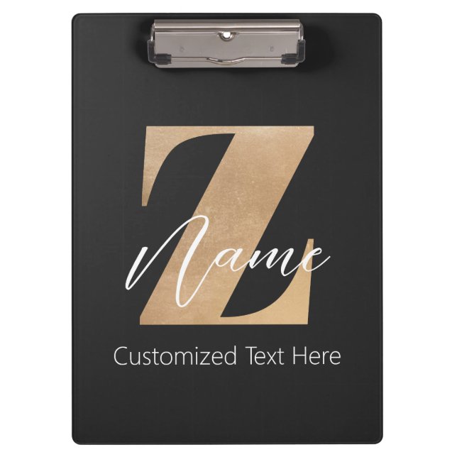 Pranchetas Monogram with Initial Z & Custom Name Personalized (Frente)