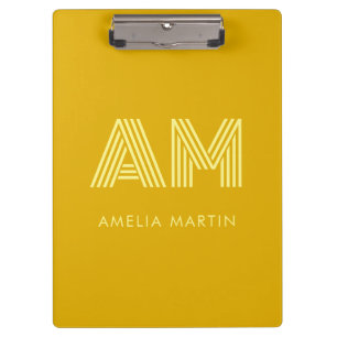 Pranchetas Monograma Amarelo Mostarda Minimalista