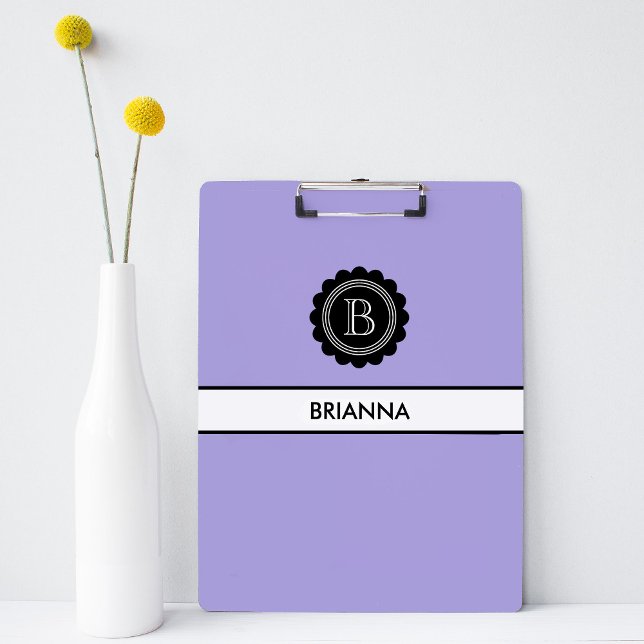 Pranchetas Monograma Aura Indigo e Preto (Modern Simple Clean Indigo Aura colored clipboard with Monogram)
