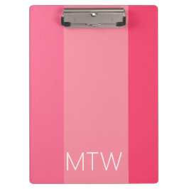 Pranchetas Monograma branco com tiras rosadas simples