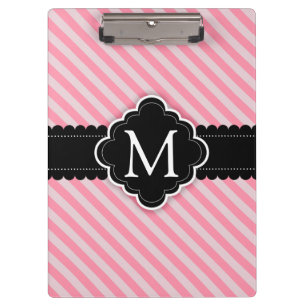 Pranchetas Monograma cor-de-rosa feminino do costume do preto