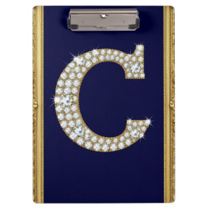 Pranchetas Monograma da Letra C emoldurado em Ouro Ornamentad