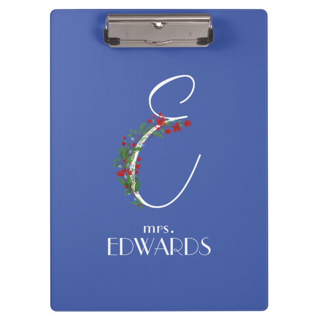 Pranchetas Monograma de aquarela russa E professor (Frente)