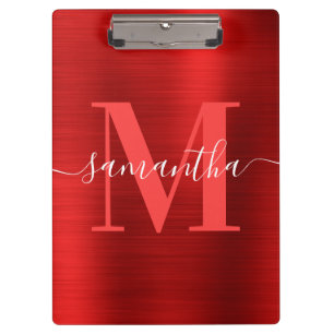 Pranchetas Monograma de Assinatura Vermelho Brilho Foil 