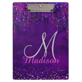 Pranchetas Monograma de Drives de Glitter de Unicórnio Cor-de