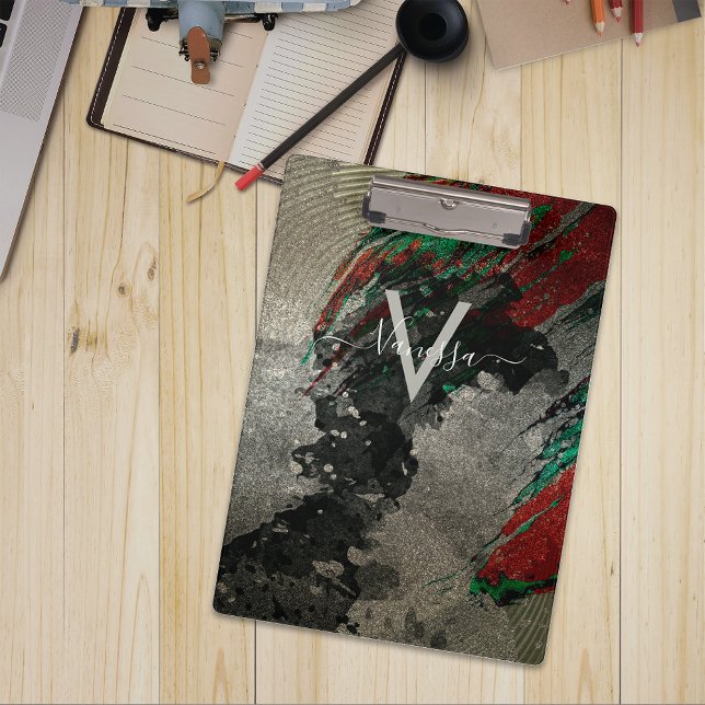 Pranchetas Monograma de Glitografia Dourada com Geleta abstra (Criador carregado)