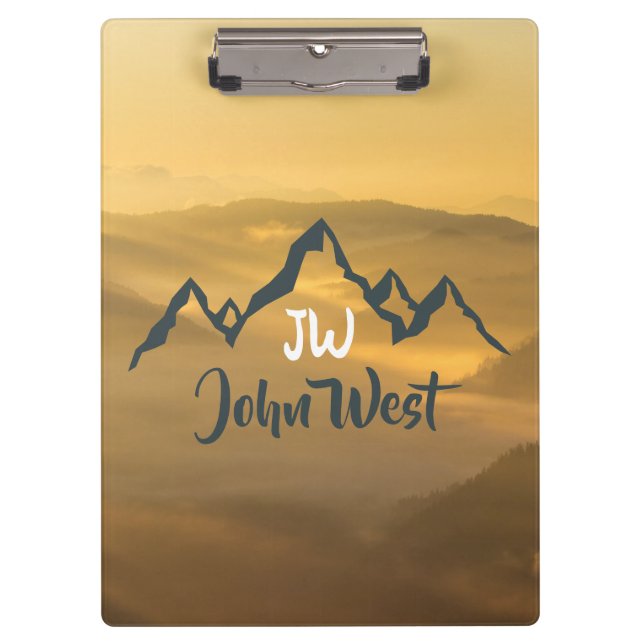 Pranchetas monograma de montanhas personalizável do nascer do (Frente)