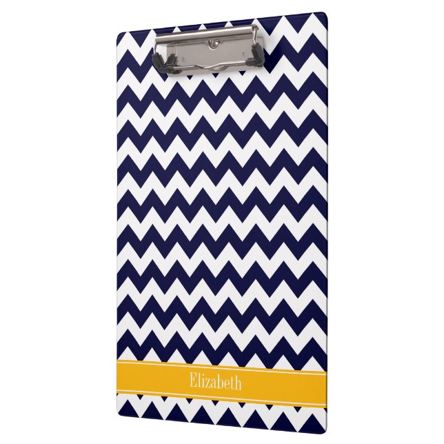 Pranchetas Monograma de Nome em ZigZag com Chevron Branco Mar (Esquerda)