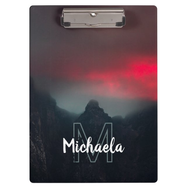 Pranchetas Monograma de nuvens, neblina e montanhas (Frente)