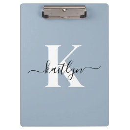 Pranchetas Monograma de Script Azul Elegante Dusty