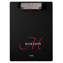 Monograma de Script Vermelho Preto Moderno Elegant