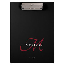 Pranchetas Monograma de Script Vermelho Preto Moderno Elegant