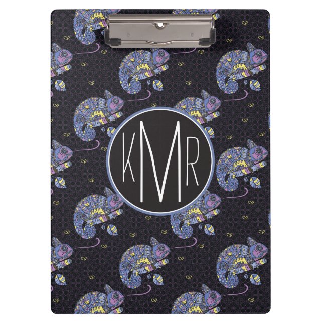 Pranchetas Monograma do lagarto | de Zentangle (Frente)