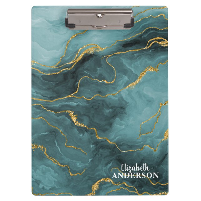 Pranchetas Monograma do Mármore do Gato de Agato Azul Elegant (Frente)