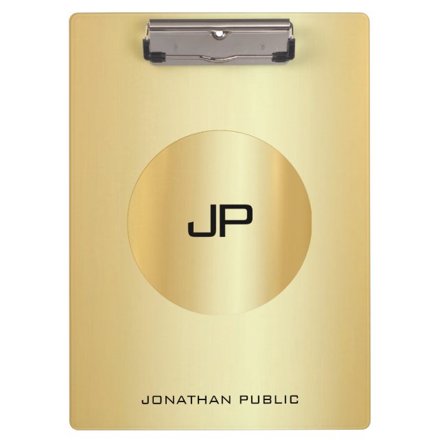 Pranchetas Monograma Dourado elegante e elegante, personaliza (Frente)