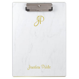 Pranchetas Monograma Dourado Elegante Marble Modern, manuscri