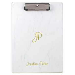Pranchetas Monograma Dourado Elegante Marble Moderno Calligra