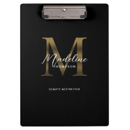 Pranchetas Monograma Dourado Metálico Simples de Script Chic