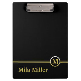 Pranchetas Monograma Dourado sobre fundo preto