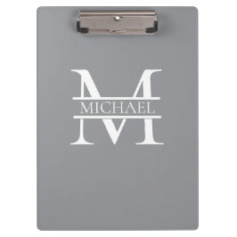 Pranchetas Monograma e Nome da Cinza Elegante Personalizada
